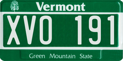 VT license plate XVO191