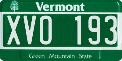 VT license plate XVO193