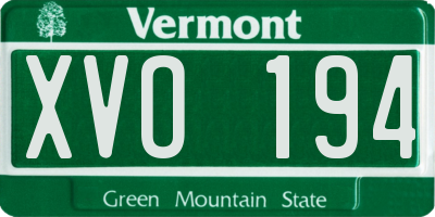 VT license plate XVO194