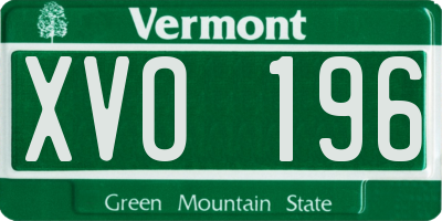 VT license plate XVO196