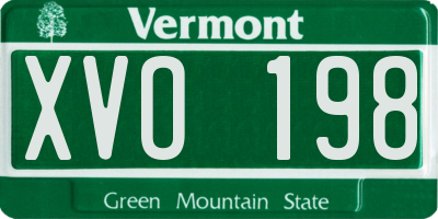 VT license plate XVO198