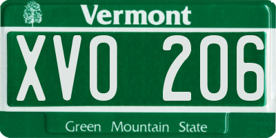 VT license plate XVO206