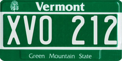 VT license plate XVO212