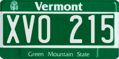 VT license plate XVO215