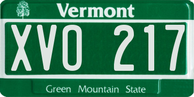 VT license plate XVO217
