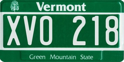 VT license plate XVO218