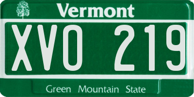 VT license plate XVO219