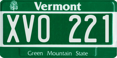 VT license plate XVO221