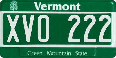 VT license plate XVO222