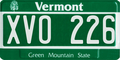 VT license plate XVO226