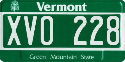 VT license plate XVO228