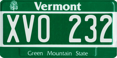 VT license plate XVO232
