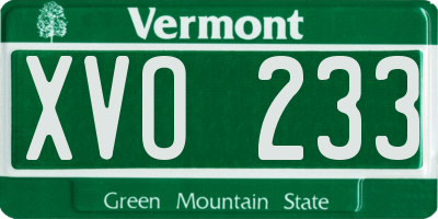 VT license plate XVO233