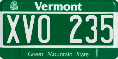 VT license plate XVO235
