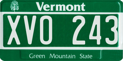 VT license plate XVO243