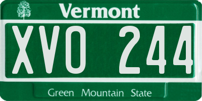 VT license plate XVO244