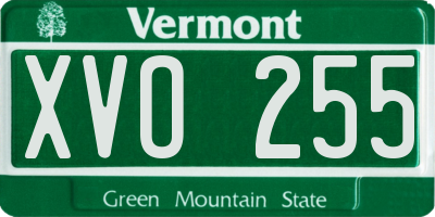 VT license plate XVO255