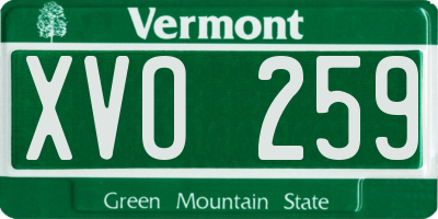 VT license plate XVO259