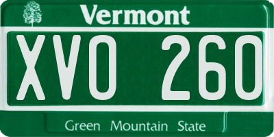 VT license plate XVO260