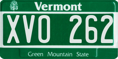 VT license plate XVO262