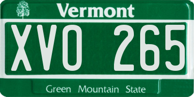 VT license plate XVO265