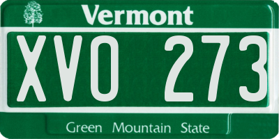 VT license plate XVO273
