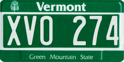VT license plate XVO274