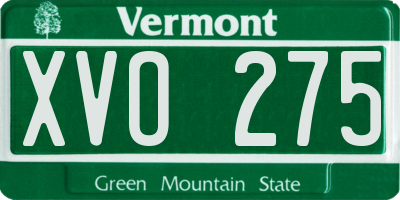 VT license plate XVO275