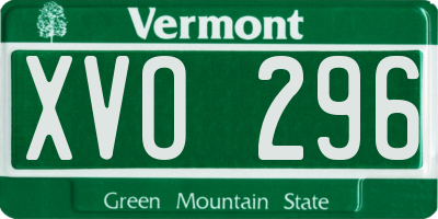 VT license plate XVO296