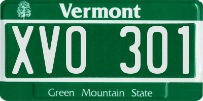 VT license plate XVO301