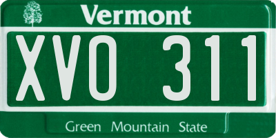 VT license plate XVO311