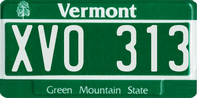 VT license plate XVO313