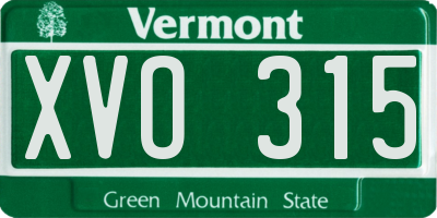 VT license plate XVO315