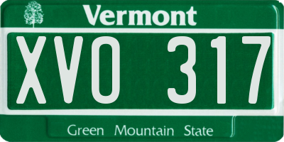 VT license plate XVO317