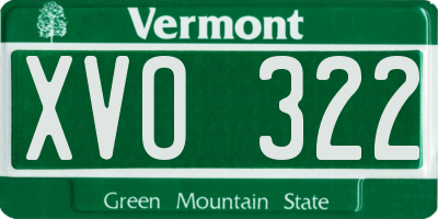 VT license plate XVO322