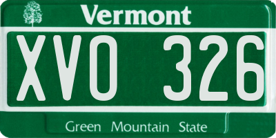 VT license plate XVO326