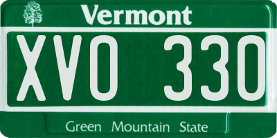 VT license plate XVO330