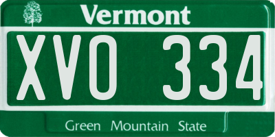 VT license plate XVO334