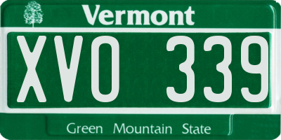 VT license plate XVO339