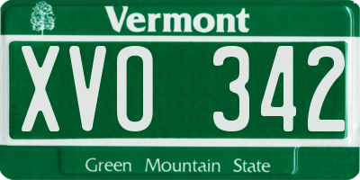 VT license plate XVO342