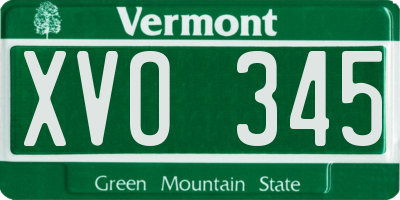 VT license plate XVO345