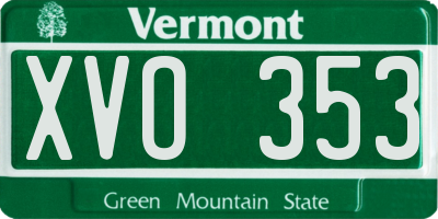 VT license plate XVO353