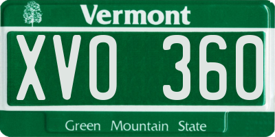 VT license plate XVO360