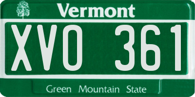 VT license plate XVO361