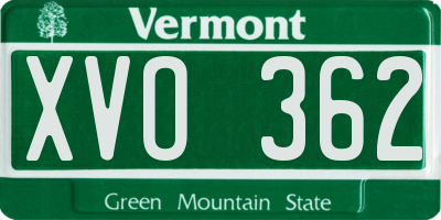 VT license plate XVO362