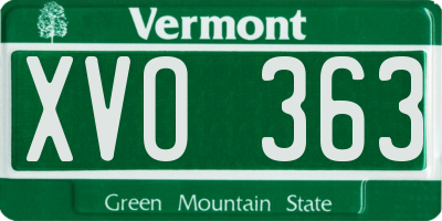 VT license plate XVO363