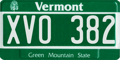 VT license plate XVO382