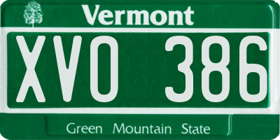 VT license plate XVO386