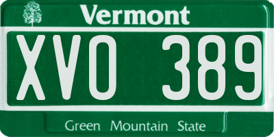 VT license plate XVO389