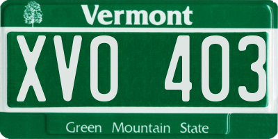 VT license plate XVO403